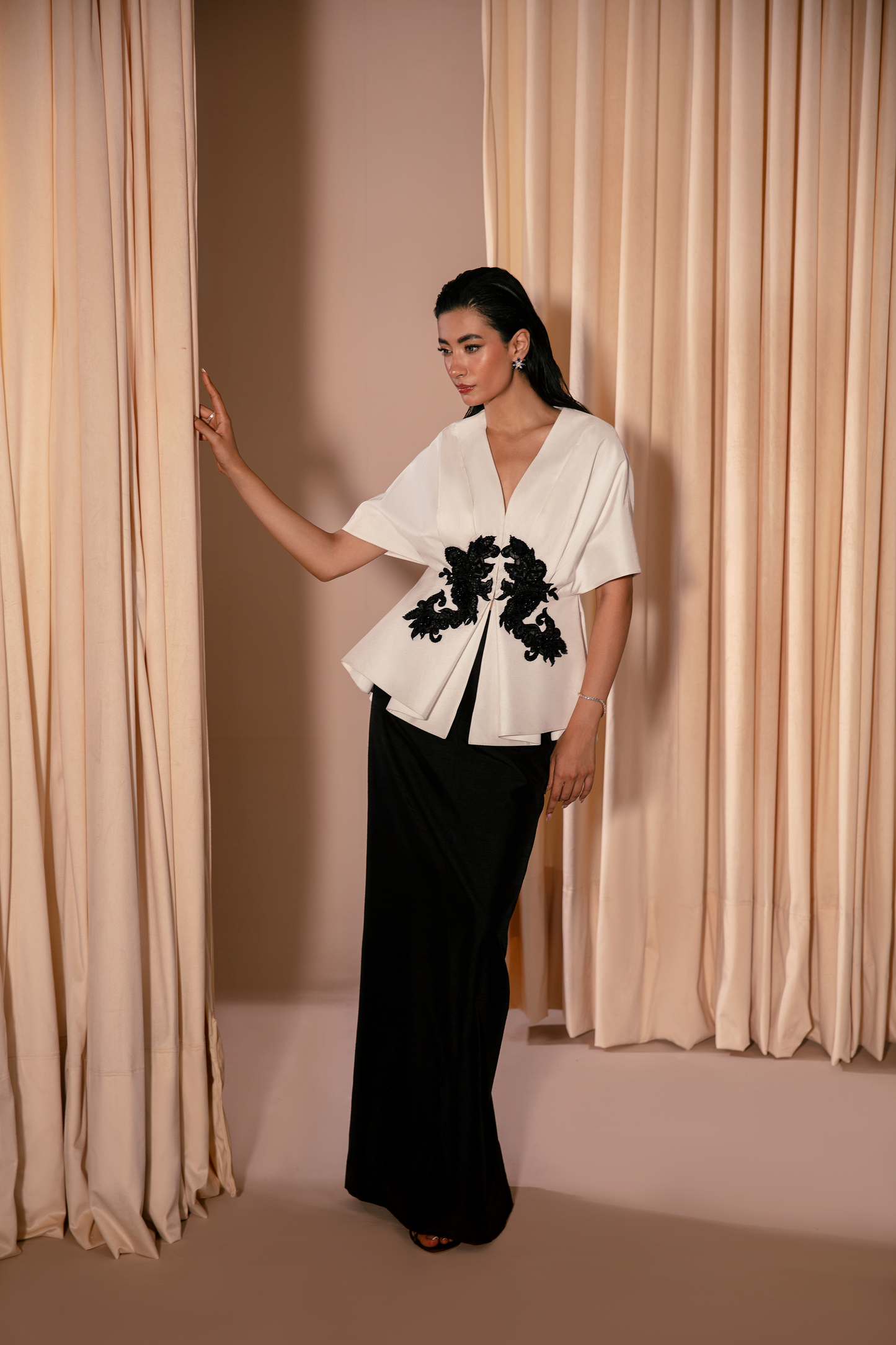 Black and White Kimono Set