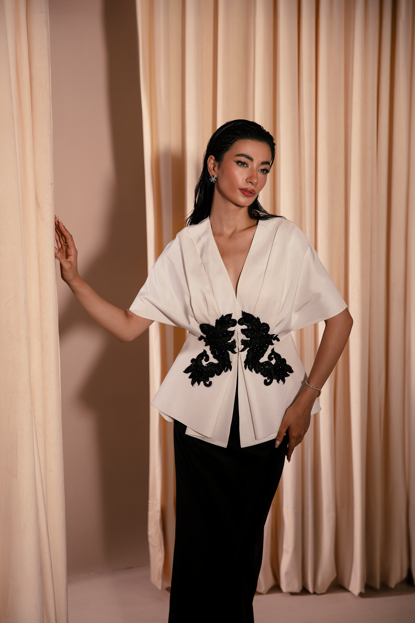 Black and White Kimono Set