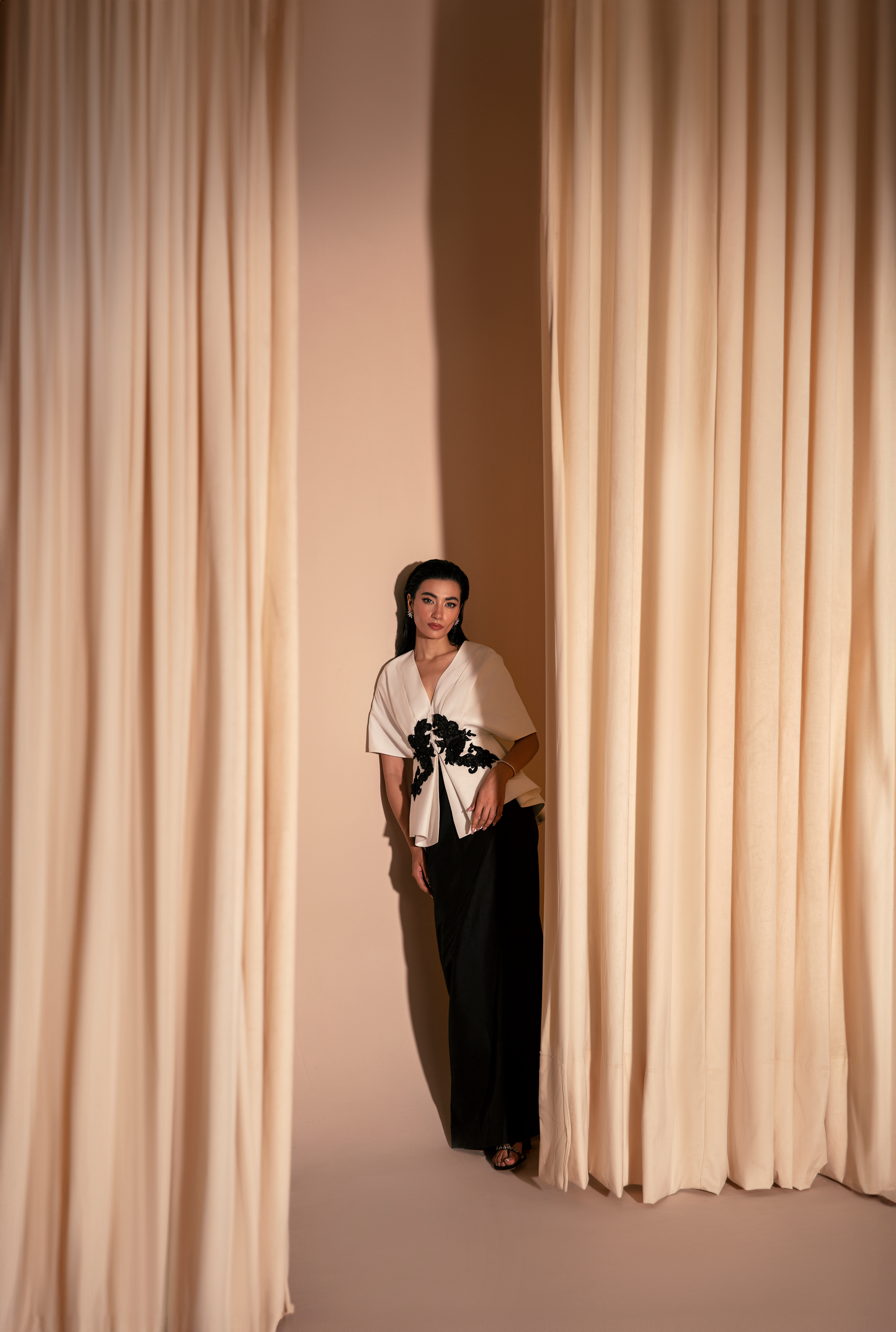 Black and White Kimono Set