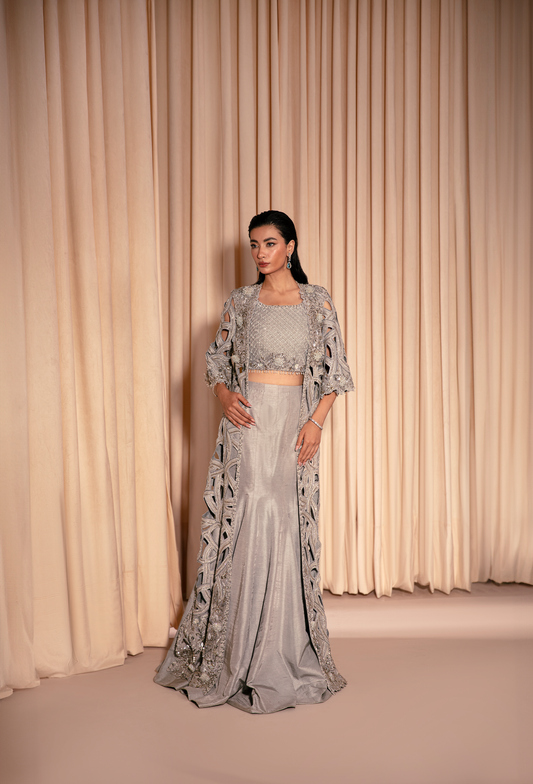 GRAY CUTWORK HEAVY FORMAL