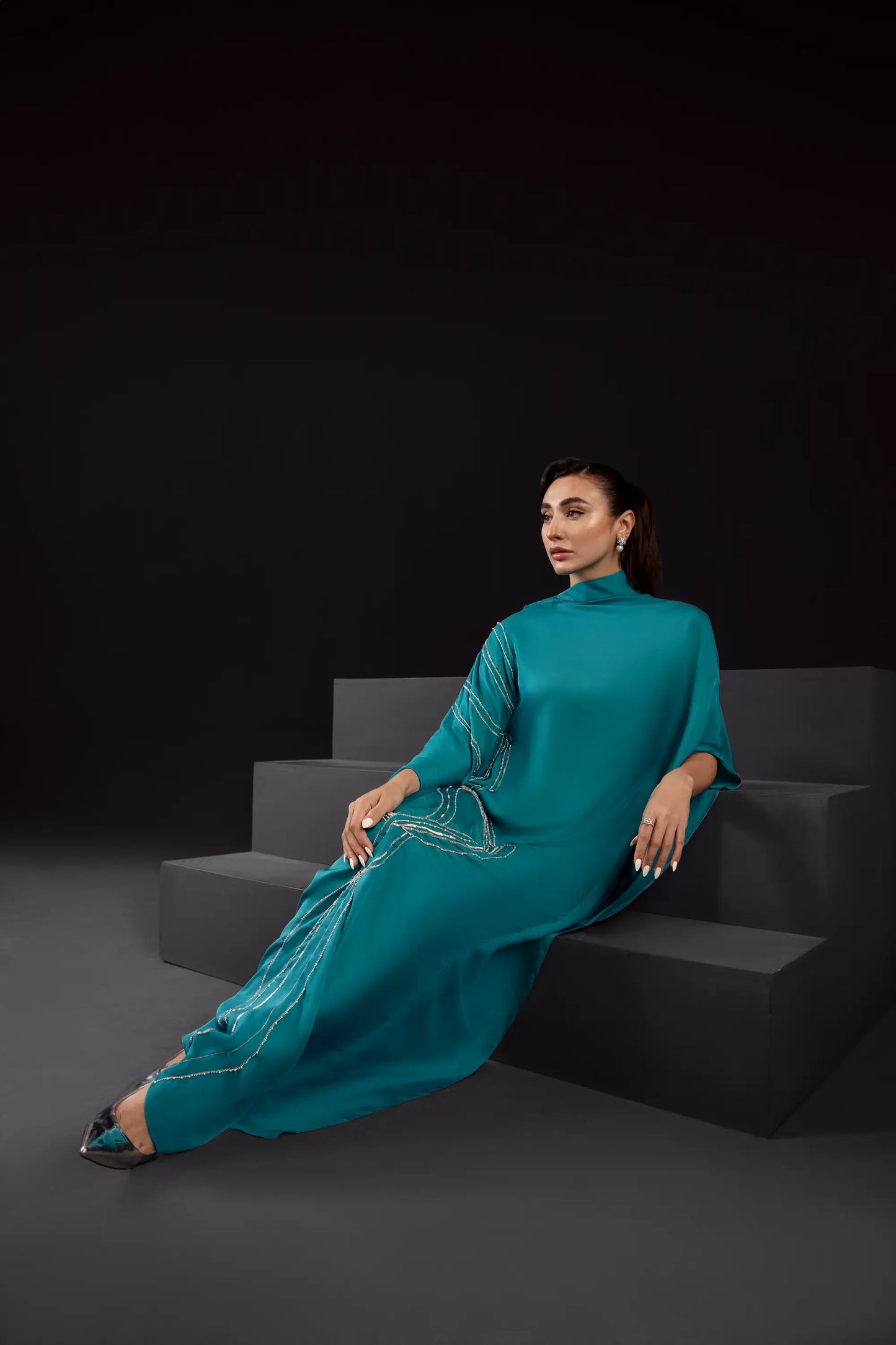 Teal Spiral Kaftan