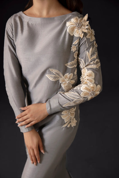 Grey Floral Kaftan