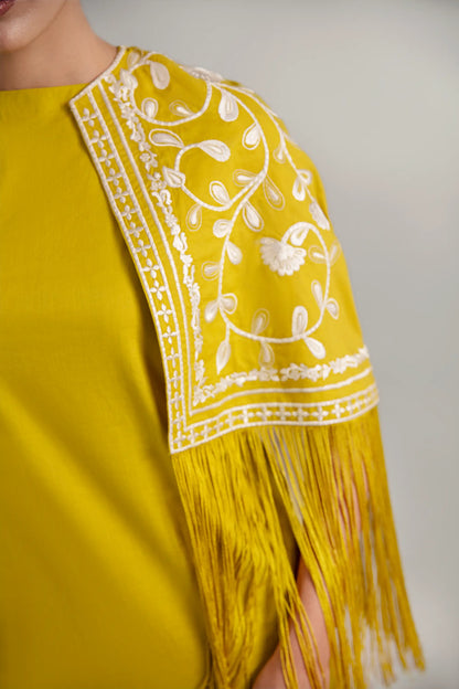 Yellow Fringe Cape Set