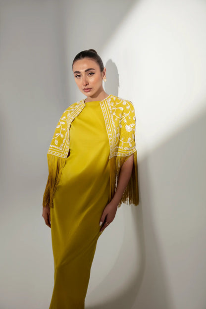 Yellow Fringe Cape Set