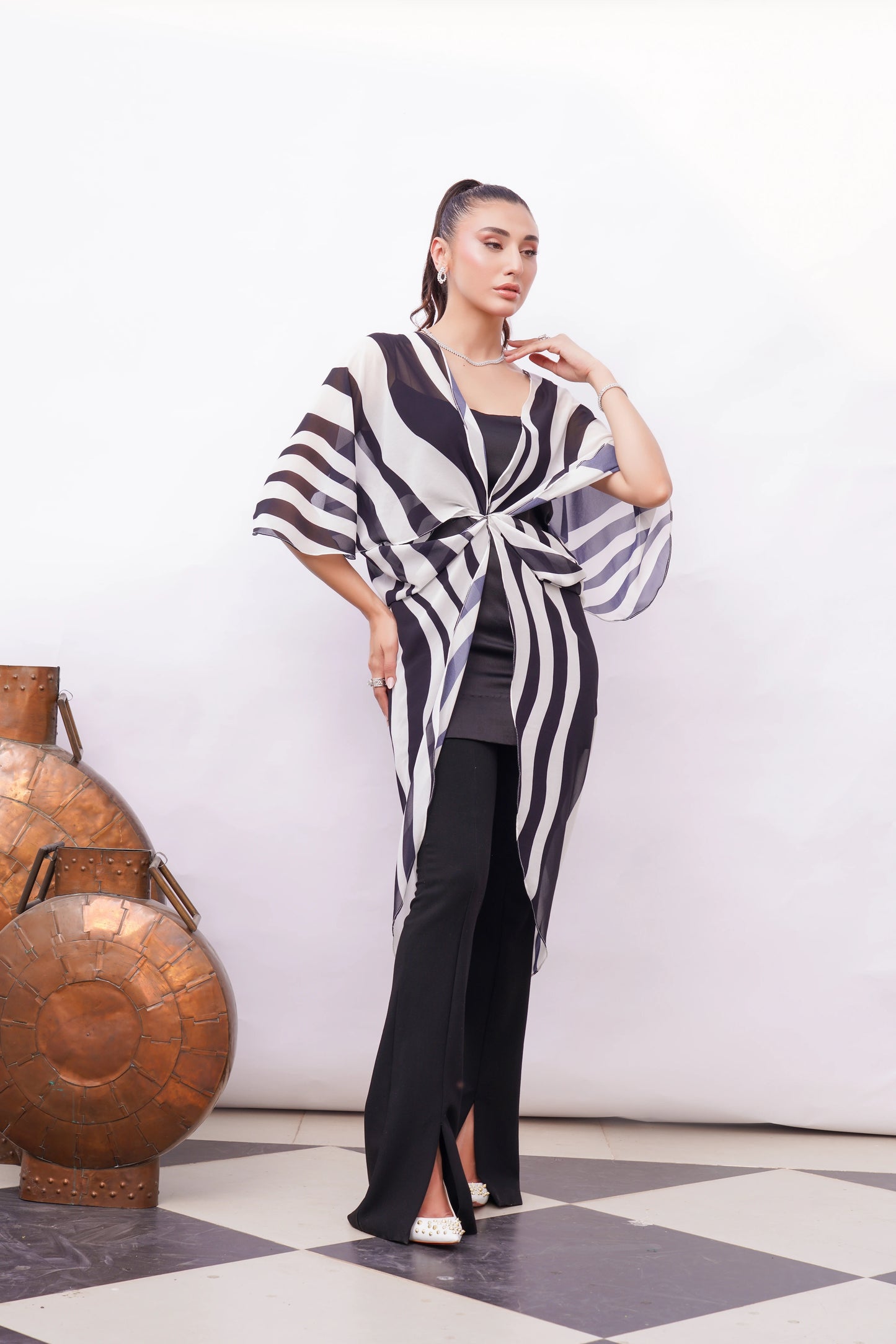 Black & White Stripped Cape